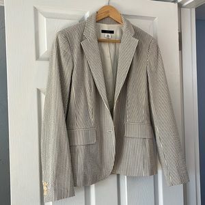 J. Crew Stretch Size 8 Seersucker Jacket Blazer Striped White 59754